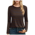 thumbnail image 1 of XIAOCHA Women's Long Sleeve Striped Crew Neck Casual T-Shirt for Everyday Wear Stylish Comfy Basic Top, 1 of 4