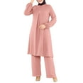 thumbnail image 1 of XIAOCHA Women's Modest Two Piece Pant Set Long Sleeve High Neck Pleated Tunic Loose Pants Set Elegant Casual Daily Wear Outfit, 1 of 8