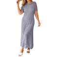 thumbnail image 1 of XIAOCHA Women's Open Knit Cover-Up Dress Crew Neck Short-Sleeve Summer Beach Maxi Dress, 1 of 6