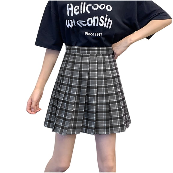 XIAOCHA Women's Plaid Pleated Mini Skirt Preppy Casual Skirt Versatile Daily Wear Fashion Skirts
