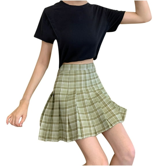 XIAOCHA Women's Plaid Pleated Mini Skirt Preppy Casual Skirt Versatile Daily Wear Fashion Skirts