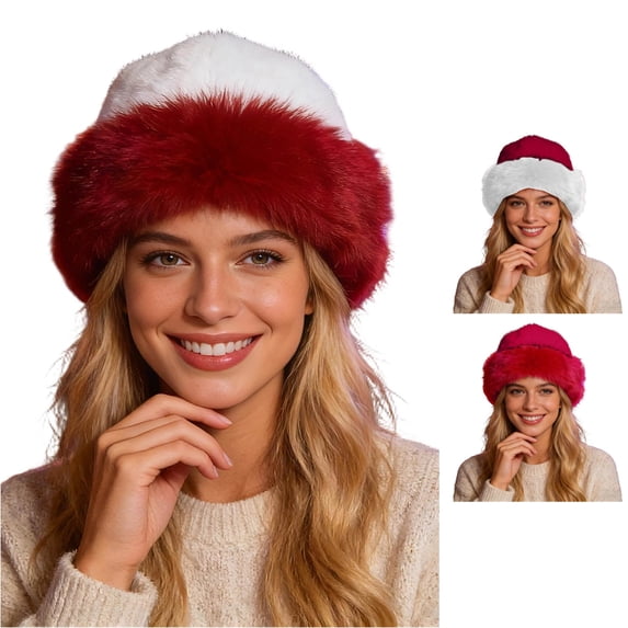 XIAOCHA Women's Plush Fall‑Winter Bucket Hat,Solid Warm Hats,City Party Headwear,Wine