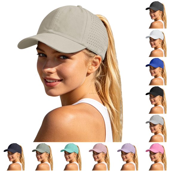 XIAOCHA Women's Ponytail Perforated Baseball Cap Quick Dry Breathable Sport Ballcap