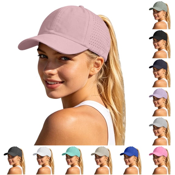 XIAOCHA Women's Ponytail Perforated Baseball Cap Quick Dry Breathable Sport Ballcap