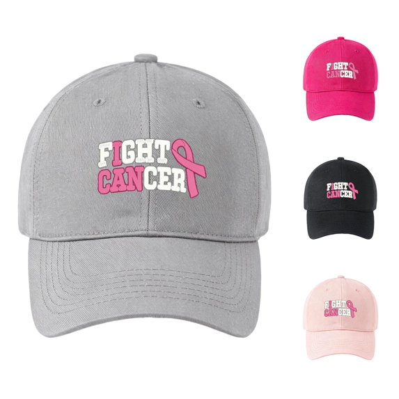 XIAOCHA Women's Printed Cancer Fight Baseball Cap Adjustable Support Trucker Hat Event Dad Hat,Grey