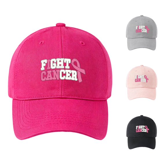 XIAOCHA Women's Printed Cancer Fight Baseball Cap Adjustable Support Trucker Hat Event Dad Hat,Hot Pink