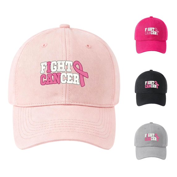 XIAOCHA Women's Printed Cancer Fight Baseball Cap Adjustable Support Trucker Hat Event Dad Hat,Pink