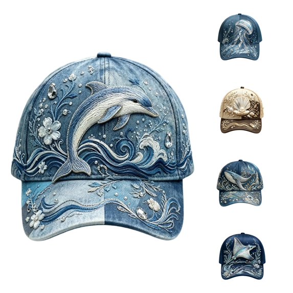 XIAOCHA Women's Printed Rhinestone Baseball Cap Breathable Outdoor Party Dad Hat Casual Trucker Hat,Blue