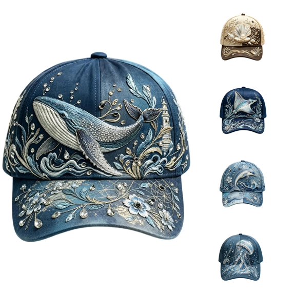 XIAOCHA Women's Printed Rhinestone Baseball Cap Breathable Outdoor Party Dad Hat Casual Trucker Hat,Navy