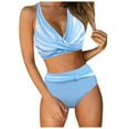 thumbnail image 1 of XIAOCHA Women's Retro Push Up Two Piece Swimsuit High Waisted Ruched Print Bikini Tankini Set, 1 of 7