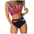 thumbnail image 1 of XIAOCHA Women's Retro Push Up Two Piece Swimsuit High Waisted Ruched Print Bikini Tankini Set, 1 of 7