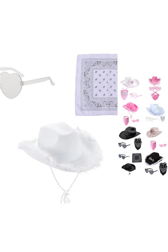 Women's Rhinestone‑Crown Accessory‑Set Cowboy Hat Solid Theme‑Party Cowgirl Hat,WH2