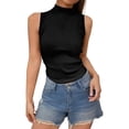 thumbnail image 1 of XIAOCHA Women's Ribbed Tank Top Neck Sleeveless Tee Stretchy Casual Everyday Top, 1 of 4