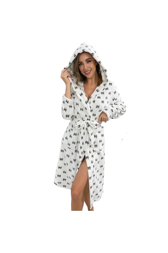 Women's Robe Long Sleeve Soft Bathrobe Cozy Loungewear For Home Relaxation Spa Comfortable Sleepwear Garment With Belt