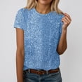 thumbnail image 1 of XIAOCHA Women's Sequin Embellished T-Shirt Crew Neck Short Sleeve Night Out Casual Blouse, 1 of 3