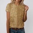 thumbnail image 1 of XIAOCHA Women's Sequin Embellished T-Shirt Crew Neck Short Sleeve Night Out Casual Blouse, 1 of 3