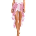 thumbnail image 1 of XIAOCHA Women's Sequin Mesh Wrap Skirt Satin Bow High Waist Skirt Festival Rave Party Skirts Pink One Size, 1 of 6