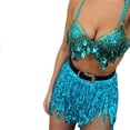 thumbnail image 1 of XIAOCHA Women's Sequin Tassel Mini Skirt High Waist Nightclub Festival Rave Party Skirt, 1 of 3