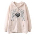 thumbnail image 1 of XIAOCHA Women's Skeleton Hand Heart Print Full Zip Hoodie Long Sleeve Hooded Zip Up Jacket Soft Edgy Casual Hoodies, 1 of 2