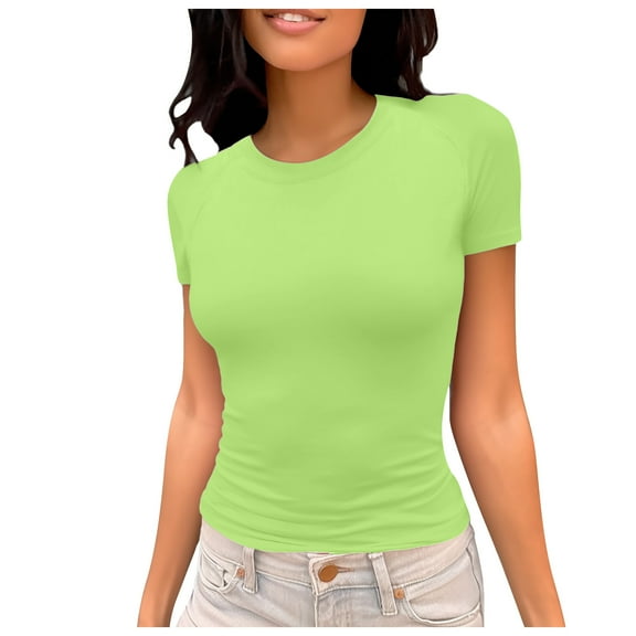 XIAOCHA Women's Slim Fit Basic Tee Short Sleeve Top for Casual Style