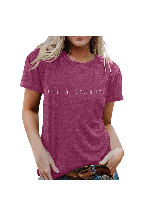 Women's Slogan Graphic Tee Crew Neck Minimalist Quote Print T Shirt Soft Casual Daily Hangout Top