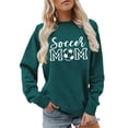 thumbnail image 1 of XIAOCHA Women's Soccer Mom Football Graphic Sweatshirt Long Sleeve Crewneck Pullover Sports Mom Casual Pullover Top, Dark Green, Sizes XXXL, 1 of 4
