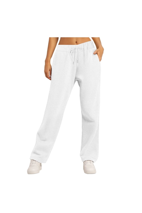 Women's Soft Knit Pants Wide Leg Drawstring Waist Trousers Comfortable Casual Daily Bottoms