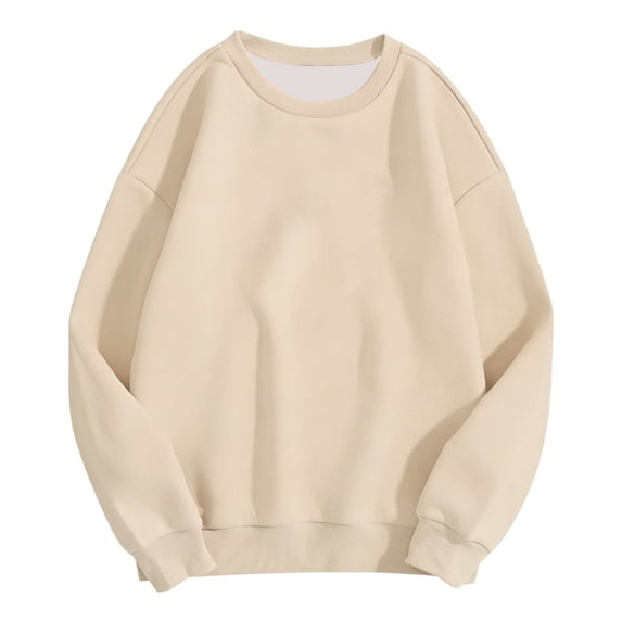 XIAOCHA Women's Solid Color Crew Neck Sweatshirt Drop Shoulder Lightweight Sweatshirts Everyday Casual Pullover Tops