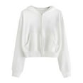 thumbnail image 1 of XIAOCHA Women's Solid Cropped Full Zip Hoodie Oversized Long Sleeve Hooded Jacket Soft Trendy Street Hoodies, 1 of 6