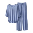 thumbnail image 1 of XIAOCHA Women's Solid Modal Pajama Set Loose Three Quarter Sleeve V Neck Sleepwear Soft Cozy Sleep Pajamas Set, 1 of 3