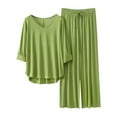 thumbnail image 1 of XIAOCHA Women's Solid Modal Pajama Set Loose Three Quarter Sleeve V Neck Sleepwear Soft Cozy Sleep Pajamas Set, 1 of 3