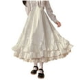thumbnail image 1 of XIAOCHA Women's Solid Skirt High Waisted Elastic Ruffle Lace Trim Maxi Skirt Sweet Casual Skirts, 1 of 5