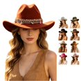 thumbnail image 1 of XIAOCHA Women's Solid Wide Brim Cowboy Hat Rodeo Cattleman Wide Brim Western Hat Farm Western Cowgirl Hat,Orange, 1 of 5