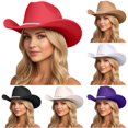 thumbnail image 1 of XIAOCHA Women's Rhinestone Cowboy Hat Wide Brim Solid Wool Western Hat,Red, 1 of 5