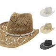 thumbnail image 1 of XIAOCHA Women's Sparkly Cowboy Hat Shapeable Brim Rodeo Beach Sun Hat,Khaki, 1 of 8