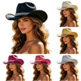thumbnail image 1 of XIAOCHA Women's Sparkly Cowboy Hat Wide Brim Sun Protection Rodeo Cowgirlhat Outdoor Horse Riding Wide Brim Western Hat,Black, 1 of 4