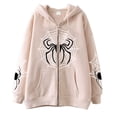 thumbnail image 1 of XIAOCHA Women's Spider Web Print Hoodie Oversized Long Sleeve Hooded Zip Up Hoodie Fleece Bold Street Hoodies, 1 of 2