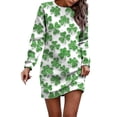 thumbnail image 1 of XIAOCHA Women's St. Patrick's Day Print Sweatshirt Dress Long Sleeve Crew Neck Loose Fit Mini Dress Casual Festive Irish Holiday Party Daily Dress, 1 of 4
