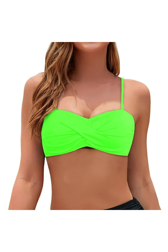 Women's Strapless Bandeau Bikini Top and Swimwear Tankini Set for Beach and Pool