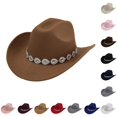 thumbnail image 1 of XIAOCHA Women's Teardrop‑Rhinestone Band Cowboy Hat Solid Rodeo Horse‑Riding Cowgirl Hat,Brown, 1 of 4