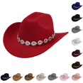 thumbnail image 1 of XIAOCHA Women's Teardrop‑Rhinestone Band Cowboy Hat Solid Rodeo Horse‑Riding Cowgirl Hat,Red, 1 of 4