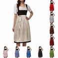 thumbnail image 1 of XIAOCHA Women's Tie Waist Dirndl Solid Satin Oktoberfest Midi Apron Dresses Casual Bottoms,Beige,Sizes M, 1 of 8