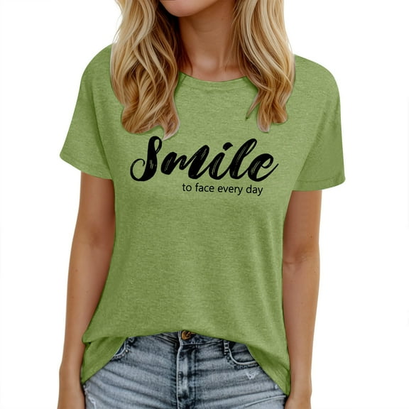 XIAOCHA Women's V-Neck Printed Short Sleeve Casual T-Shirt Summer Trendy Top