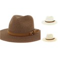 thumbnail image 1 of XIAOCHA Women's Wide Brim Fedora Hat Adjustable Hat Band Sun Protection Ladies Summer Panama Hat,Coffee, 1 of 2