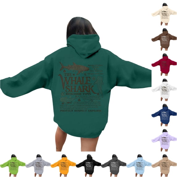XIAOCHA Womens Animal Graphic Hoodie Oversized Back Print Daily Pullover Sweatshirt