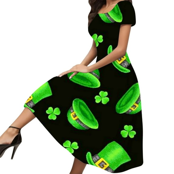 XIAOCHA Womens Artistic Print Midi Dress A Line Silhouette Watercolor Pattern Dress Breathable Boho Casual Outing Dresses