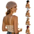 thumbnail image 1 of XIAOCHA Womens Boho Pearl Accent Crochet Beanie Solid Knit Breathable Beach Holiday Beanie Hats,Coffee, 1 of 5