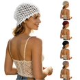 thumbnail image 1 of XIAOCHA Womens Boho Pearl Accent Crochet Beanie Solid Knit Breathable Beach Holiday Beanie Hats,White, 1 of 5