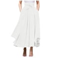 thumbnail image 1 of XIAOCHA Womens Bow Belted Skirt Flared A Line Pocketed Asymmetrical High Waisted Maxi Skirt Soft Elegant Work Skirts, 1 of 6