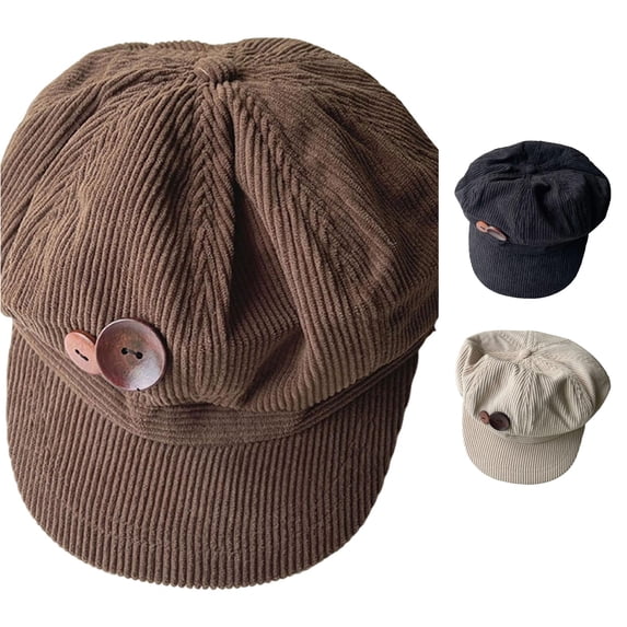 XIAOCHA Womens Button Accent Newsboy Cap Solid Relaxed Fit Newsboy Caps Urban Outing Newsboy Hat,Brown